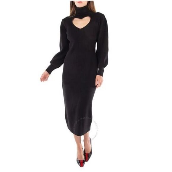 FARM Rio NWT Size S Sweater Dresses for Women's Black Heart Neckline Knit - Picture 1 of 5